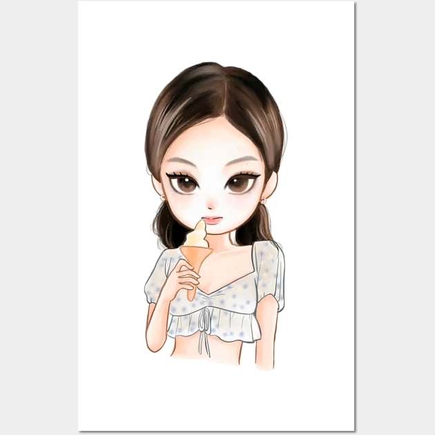 Blackpink Jennie Ice-cream T-shirt Wall Art by chongmingnomi